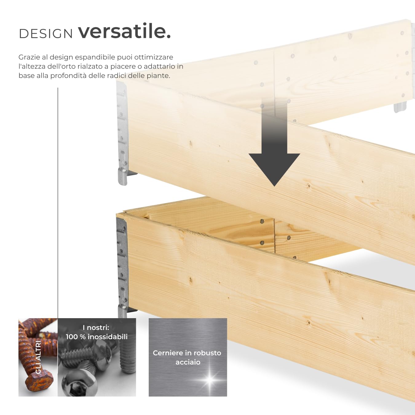 tectake® Fioriera Pieghevole, Cassoni Impilabili, Orto Rialzato, Salvaspazio, 120 x 80 x 19 cm, Montaggio Rapido, Alta Stabilità - Numero Telaio 2