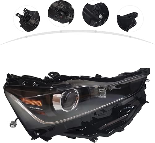 Miniatura 7 de TBVECHI Faros delanteros, faro delantero del lado del pasajero LED de barra de luz negra, faros delanteros de repuesto para Lexus IS300 IS350