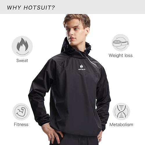 Miniatura 4 de HOTSUIT Traje de sauna para hombre, chaqueta de sauna, pantalón, gimnasio, entrenamiento, trajes de sudor