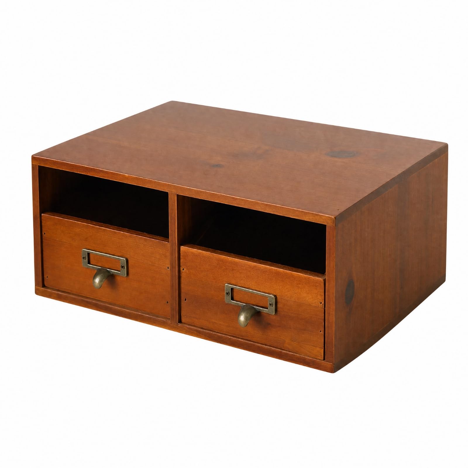 Organizzatore da Scrivania in Legno Vintage Organizer da Scrivania con Cassetti Retrò Scatola Tavolo con Ripiano periore per Spazio di Lavoro