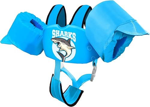 Miniatura 16 de Chriffer - Chaleco salvavidas para niños de 30 a 55 libras, flotadores con arnés de hombro con alas de brazo para niños y niñas de 2, 3, 4, 5, 6, 7