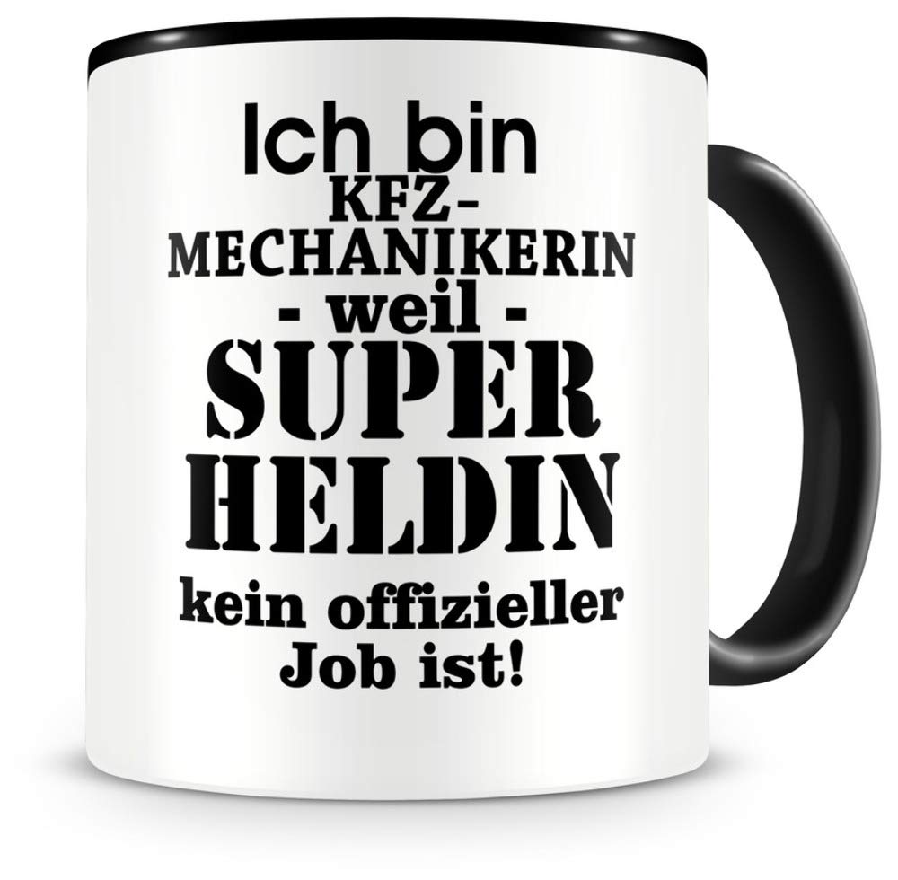 Samunshi® Ich bin Kfz-Mechanikerin Tasse Beruf Geschenk Kaffeetasse Teetasse Kaffeepott Kaffeebecher Becher 300ml schwarz