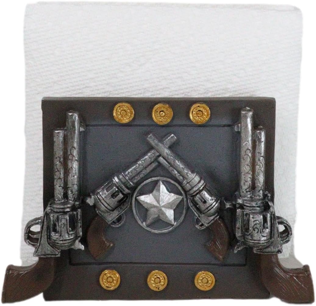 Ebros Rustic Country Wild West Texas Star And Six Shooter Pistols Country Western Cowboy Napkin Holder Decorative Figurine As Kitchen Countertop Dining Table Accent Centerpiece Home Decorative