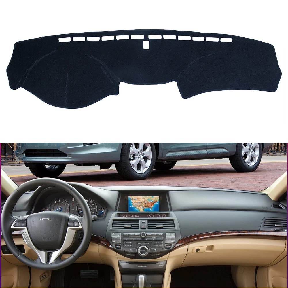YNWON Black Flannel Car Dashboard Mat Cover Compatible with Left Hand Drive Honda Accord Crosstour EXL 2010-2015