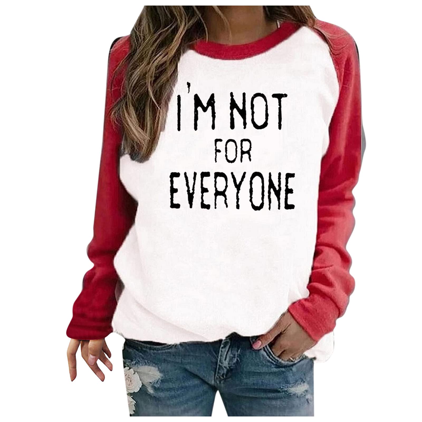GenericI'm Not For Everyone Funny Shy Introvert Gift Sweatshirt Women Casual Crewneck Long Sleeve Tops Coazy Workout Pullover