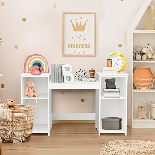 Miniatura 8 de Costzon Vanity - Tocador de maquillaje de princesa 2 en 1 con parte superior desmontable, tocador para niños pequeños con espejo triple y estantes