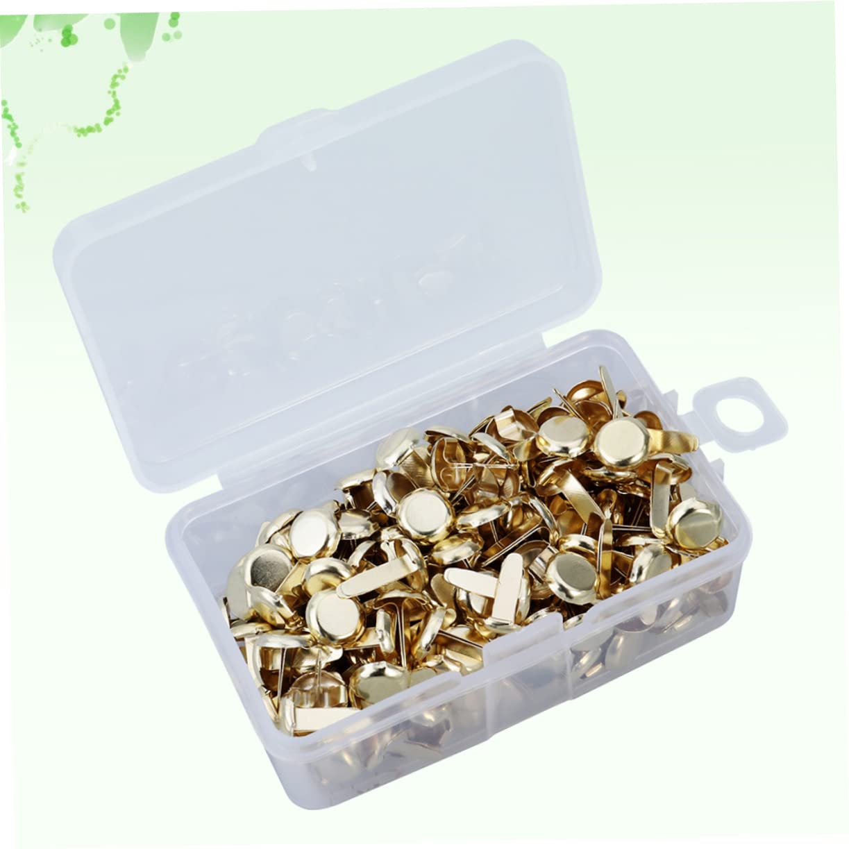 HOODANCOS Office Brads 200pcs Metal Paper Fasteners Electroplated Round Brads with Storage Box