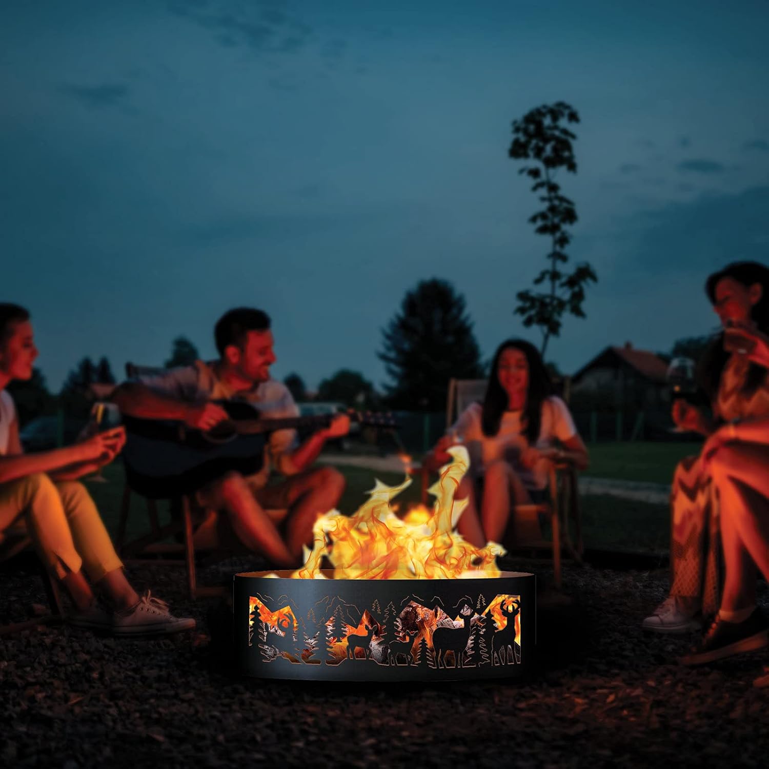 PD Metals DMR00460 Whitetail Unpainted 12 in. Tall 60 in. Diameter Outdoor Fire Ring - 60 x 60 x 12 in. - Rustic Black Color