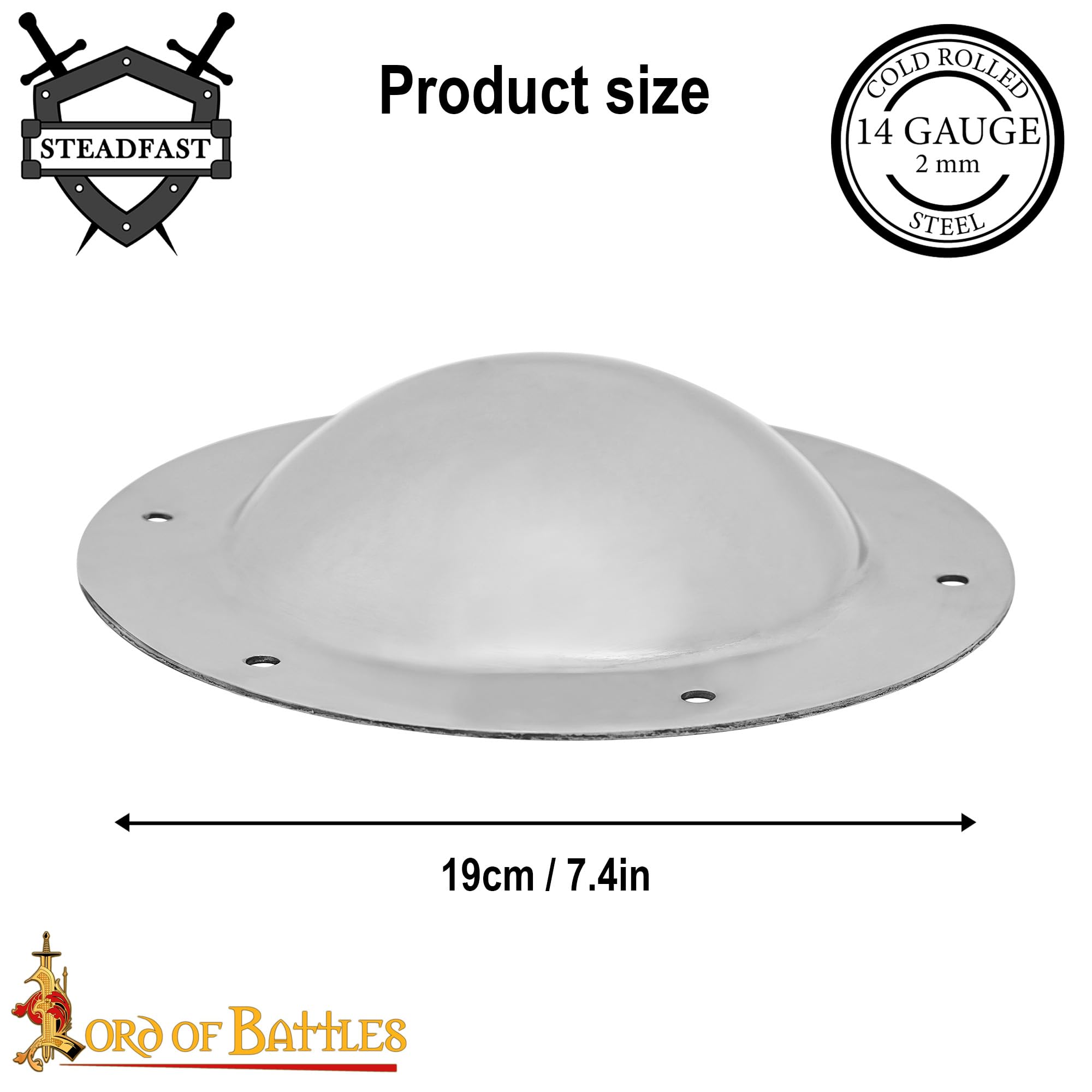 Lord of Battles Medieval Shield Umbo Viking Shield Boss 7.4" Round Boss Fully Functional Historical Battle Ready Shield Umbo - Image 2