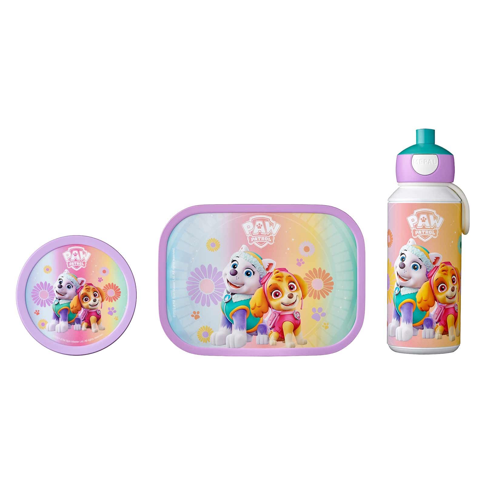 Mepal - Set Déjeuner Campus - Set de Déjeuner Enfants, Bouteille Pop-up, Panier-repas et Boîte à Fruits - pour L'école - Lavable au Lave-Vaisselle - 400 plus 750 plus 300 ml - Paw Patrol Girls