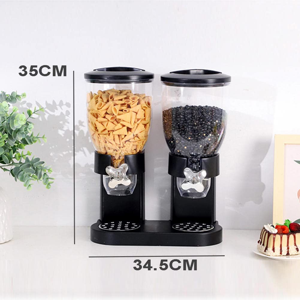 Dispensador de cereales Dispensador de cereales de encimera Dispensador automático de granos Máquina de cereales de doble cubeta Tanque de almacenamiento de avena para el hogar Adecuado para almacen