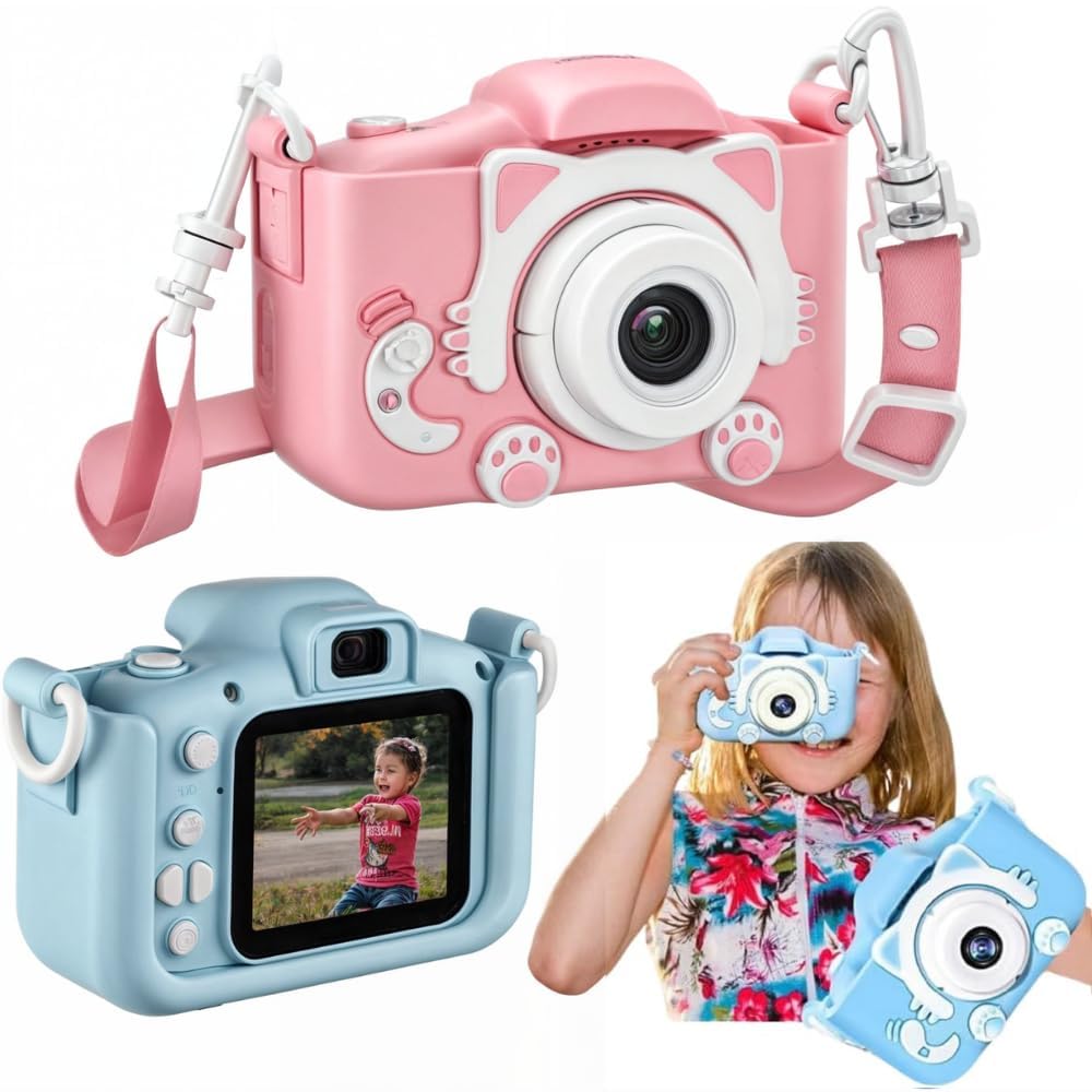 Câmera Digital Infantil Portátil 20MP Full HD, Design Gatinho ...