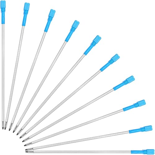 Recambios de tinta azul de 4.5 pulgadas (10 unidades), repuestos de bolígrafos reemplazables, repuesto de bolígrafo de metal de punta media de 0.039