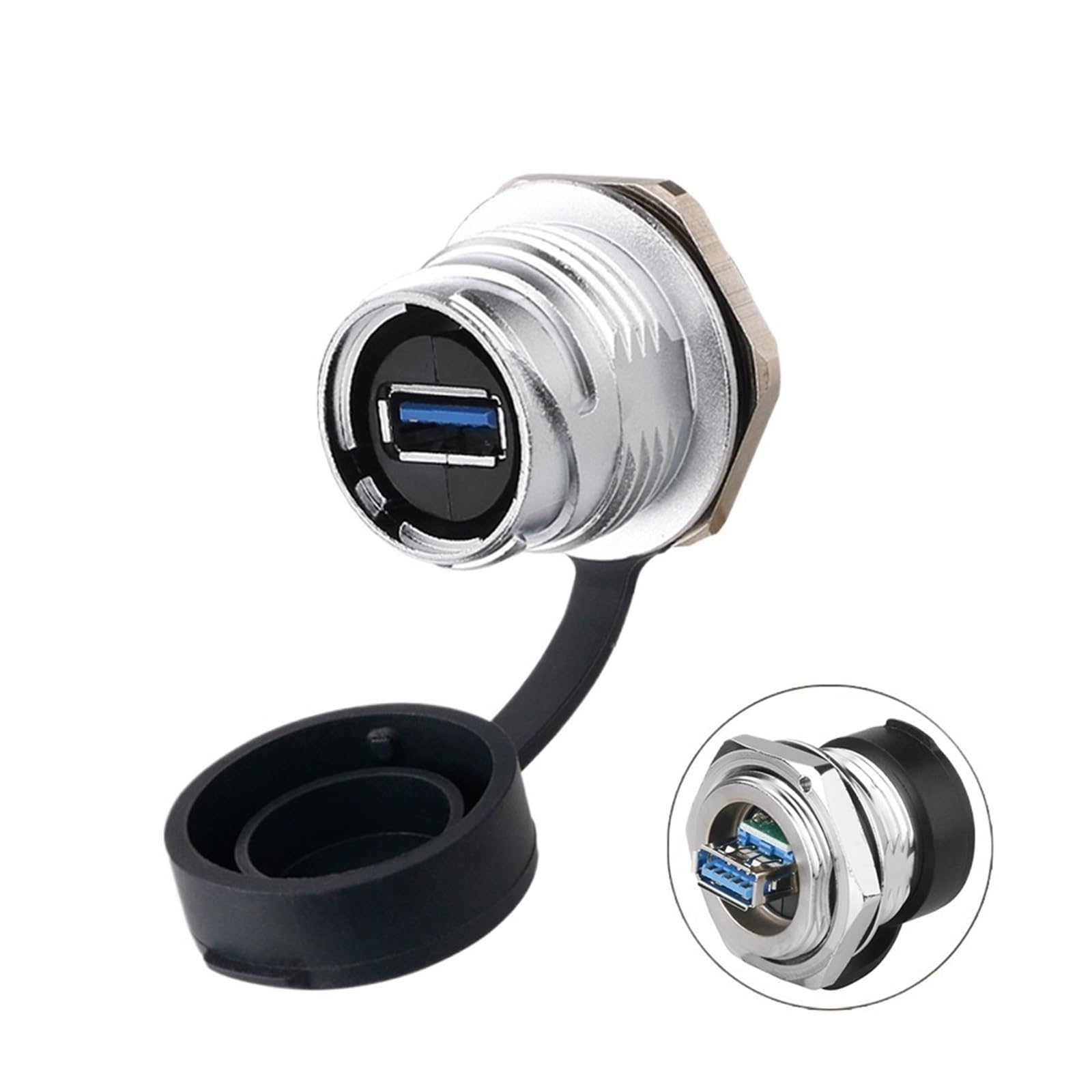 USB 3.0 1/4" Bajonett Datenanschluss Metallgehäuse Wasserdicht IP68 USB Panel Montage mit 0,5 m Kabel (nur runde Buchse)