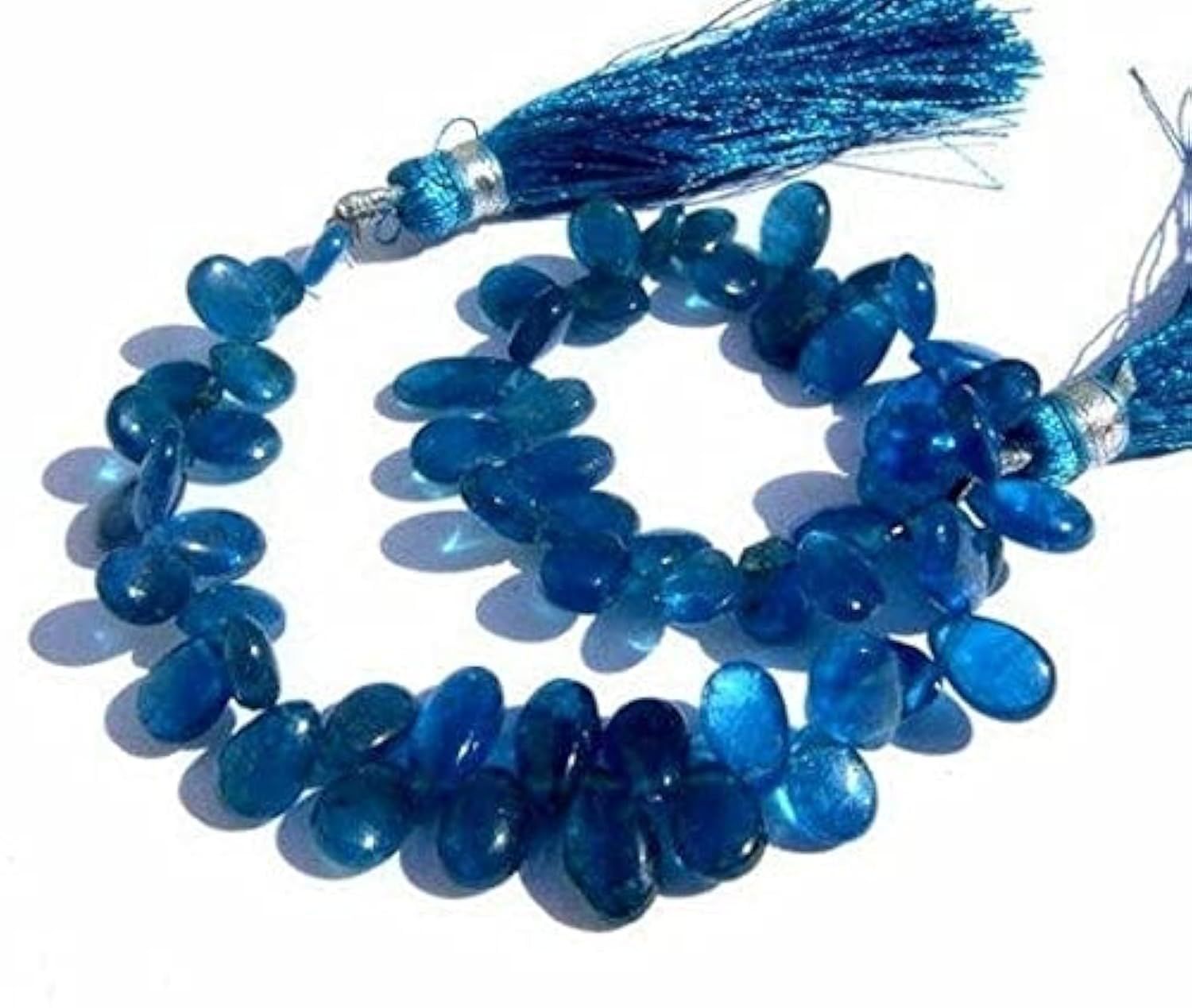 Apatite bleue véritable en perles poires polies 7x5-8x6mm sans défaut pour création durable