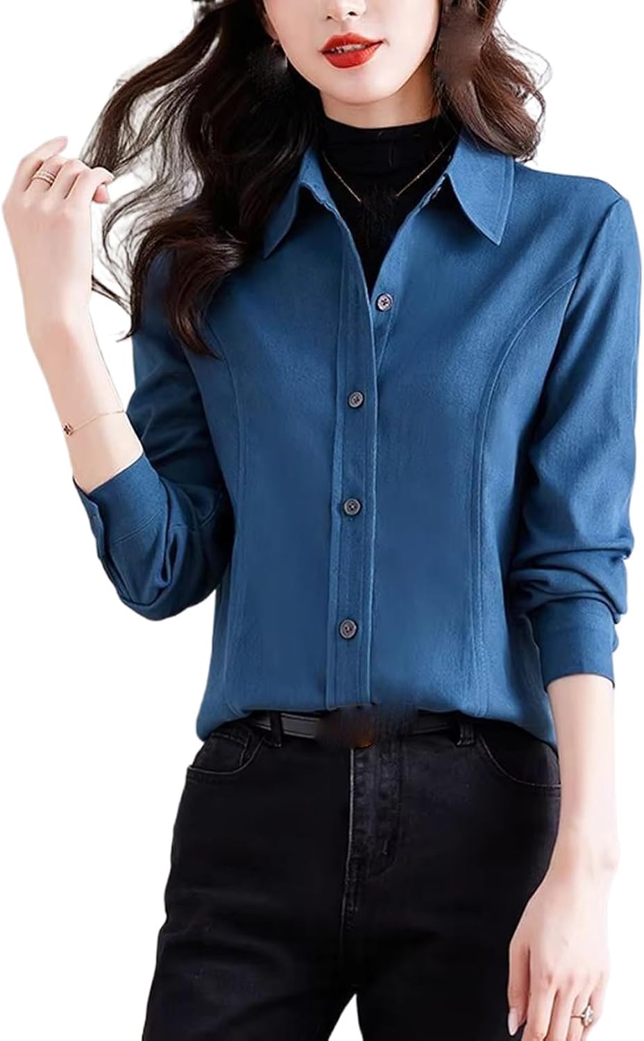 Women's Solid Corduroy Shirt Blouse Autumn Winter Elegant Office Lady Top Vintage Clothing
