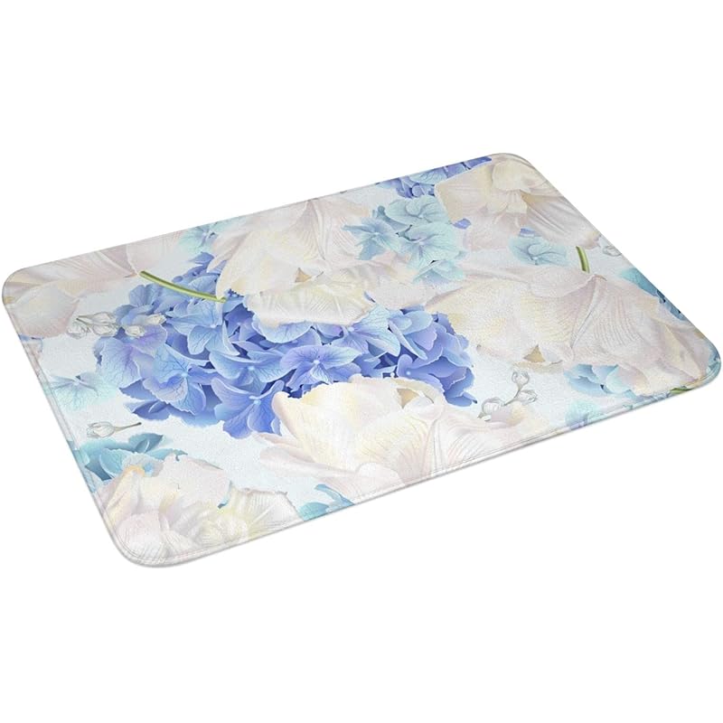 キッチン用品 フラワーオブライフ バスマット 足ふきマット お風呂マット 浴室マット 花柄 白 紫陽花 青 背景 キュート 柔らかい 大判 洗面所 マット 速乾 おしゃれ 赤ちゃん ペット 脱衣所マット 人気 玄関マット 40x60 Cm rszb19h1 Souljob Com Br
