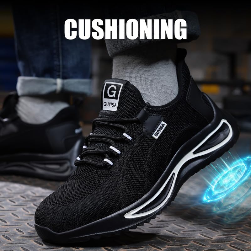 Miniatura 6 de GLANOUDUN Zapatos de punta de acero para hombres y mujeres, zapatos de trabajo transpirables para hombres, zapatos de trabajo ligeros con punta de