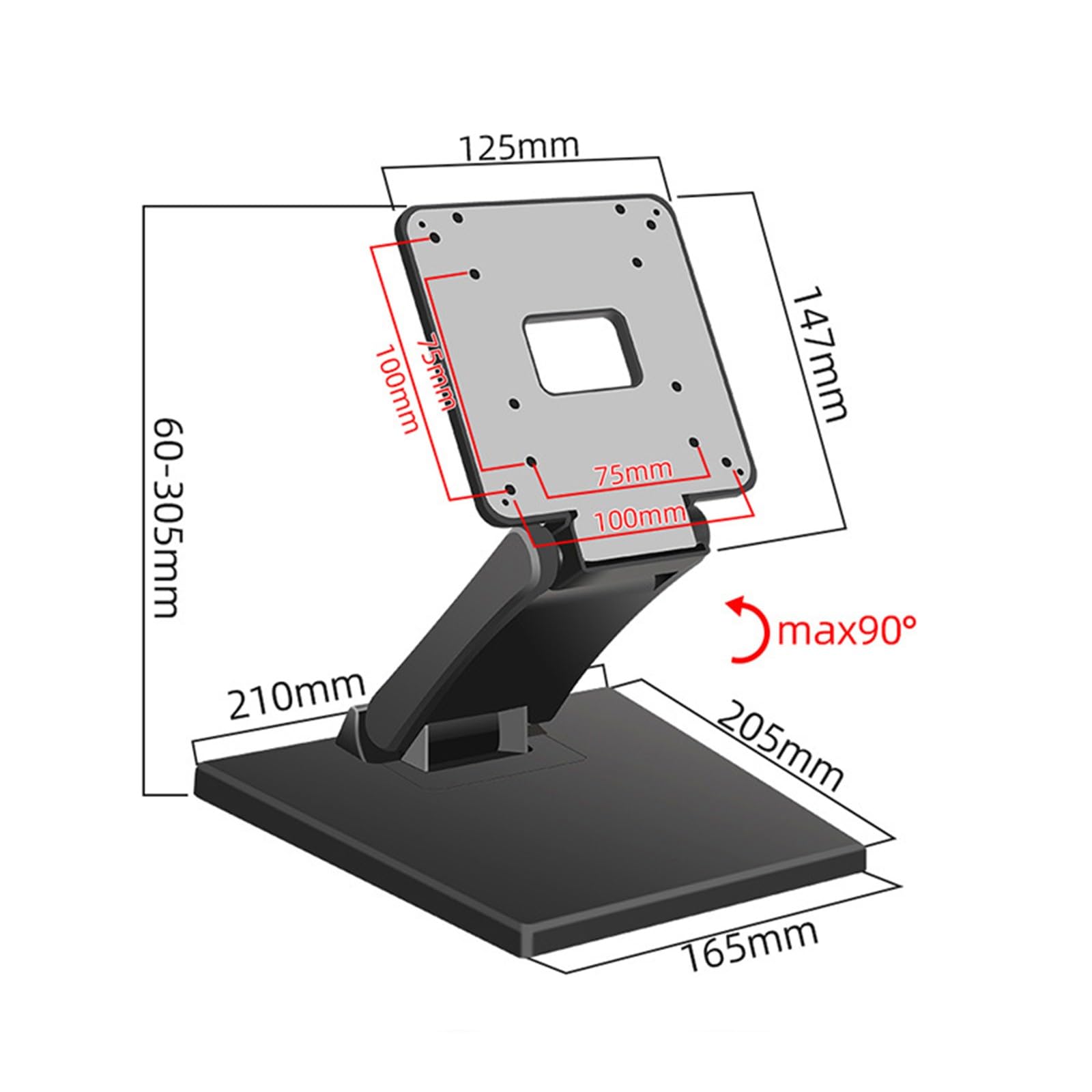 Supporto per monitor a basso profilo per schermi da 13-27 pollici Supporto da tavolo ergonomico regolabile Supporto da tavolo Base pieghevole Staffa resistente