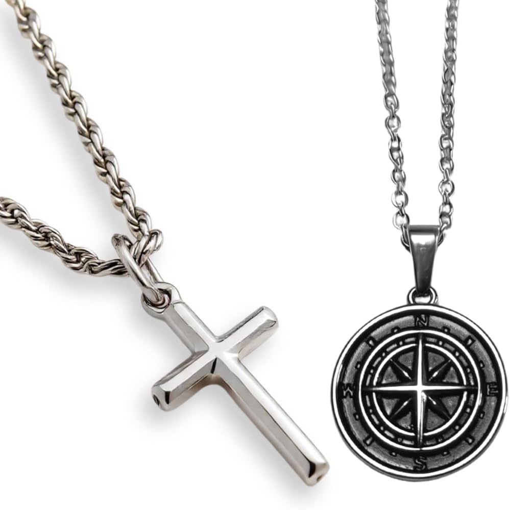 Collier Maille Serpent DVRK® Lot 2 Chaines Homme 55 Cm En Argent Sur Base En Acier Inoxydable Chaine Croix Homme