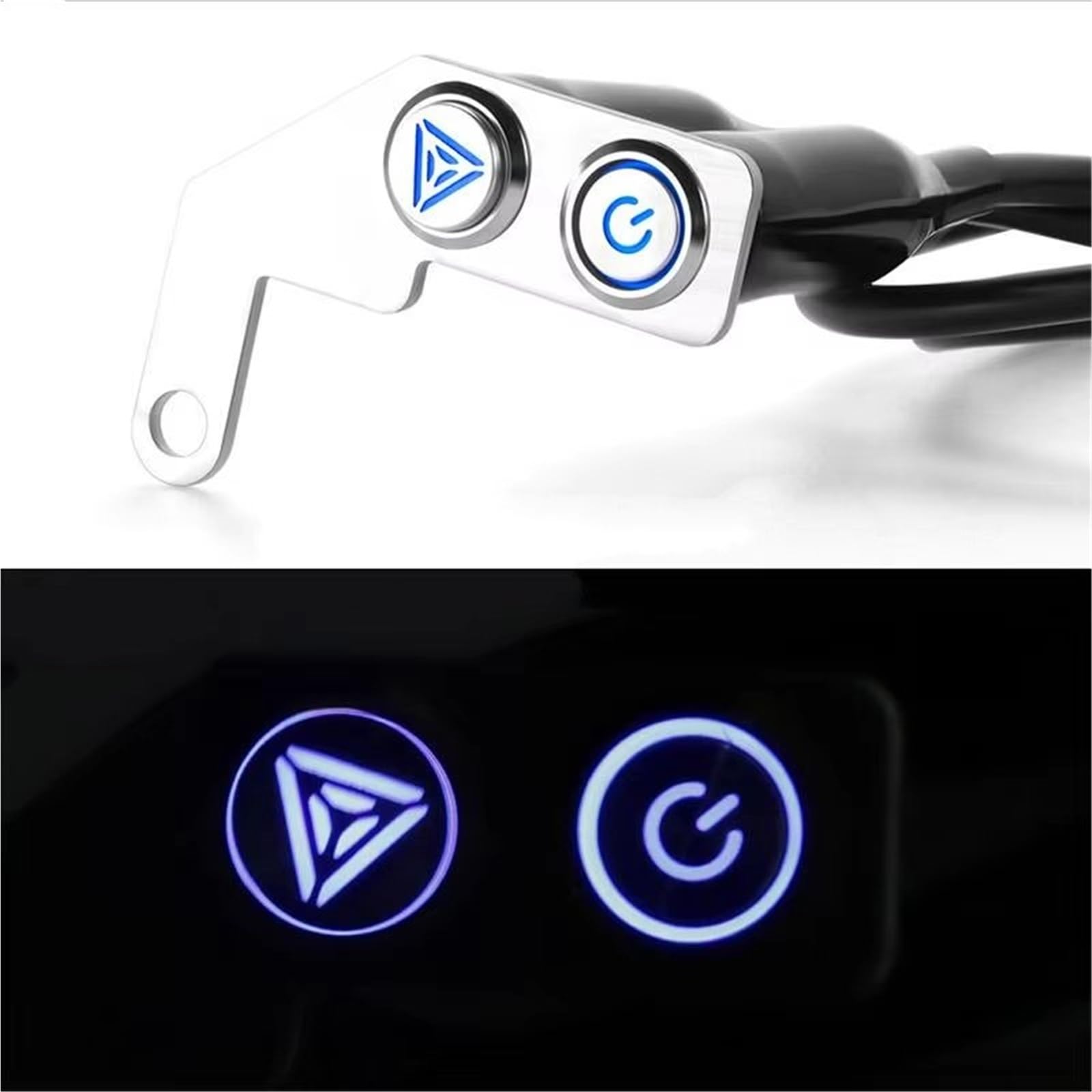 Interrupteur de klaxon de Moto 12 V, Interrupteur à Bouton Simple/Double en Acier Inoxydable, Interrupteur de rétroviseur pour Feux de détresse et Interrupteur de démarrage d'allumage pour Moto