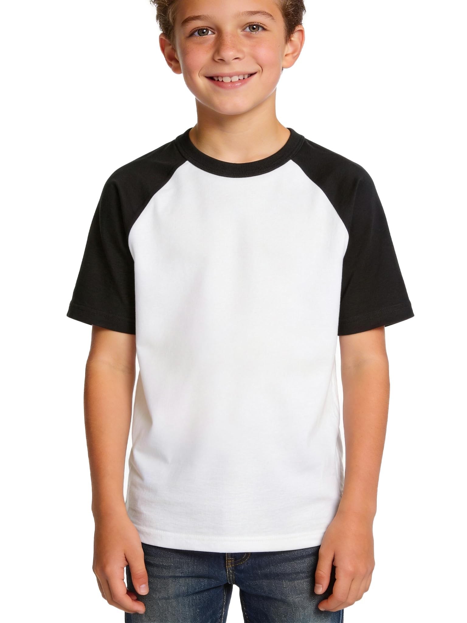 Silenroar Boys Baseball Tshirt Raglan Short Sleeve Tee Kids Cotton Blend | Soft skin friendly, tagless ribbed collar, contrast color-block sleeves,