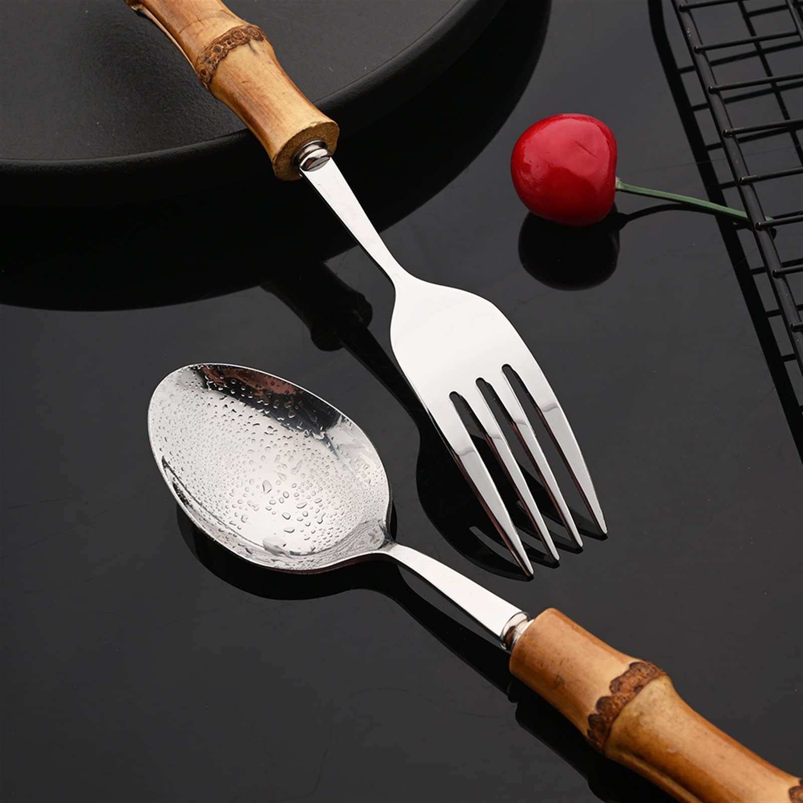 Amazon.co.jp: 4/8/16/24個食器セット自然ハンドルステンレス鋼