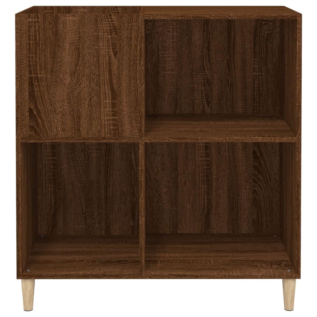Prisent Mobiletto Multiuso in Rovere Marrone - Porta Dischi Vinile e CD, Scaffale Stretto per TV e Soggiorno - 84,5x38x89 cm