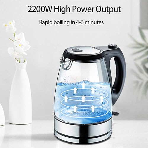 Miniatura 6 de Hervidores, nuevos hervidores de vidrio para agua hirviendo,2200W,Hervidor de agua con iluminación LED,1.7L,con apagado automático,Protección