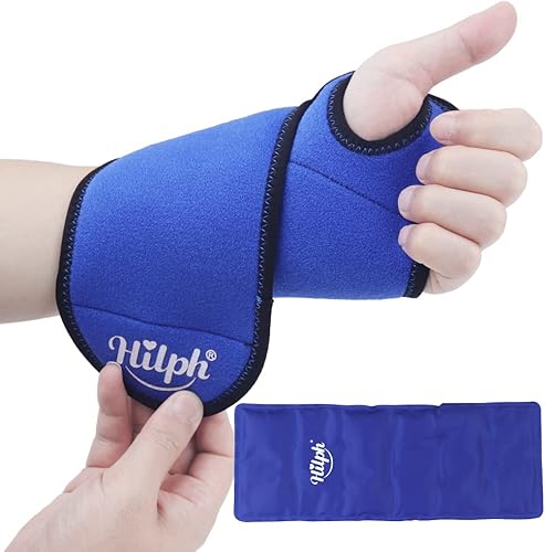 Hilph Bolsa de hielo de muñeca para aliviar el dolor, muñequera reutilizable con gel frío para lesiones, compresa caliente y fría, bolsa de hielo de