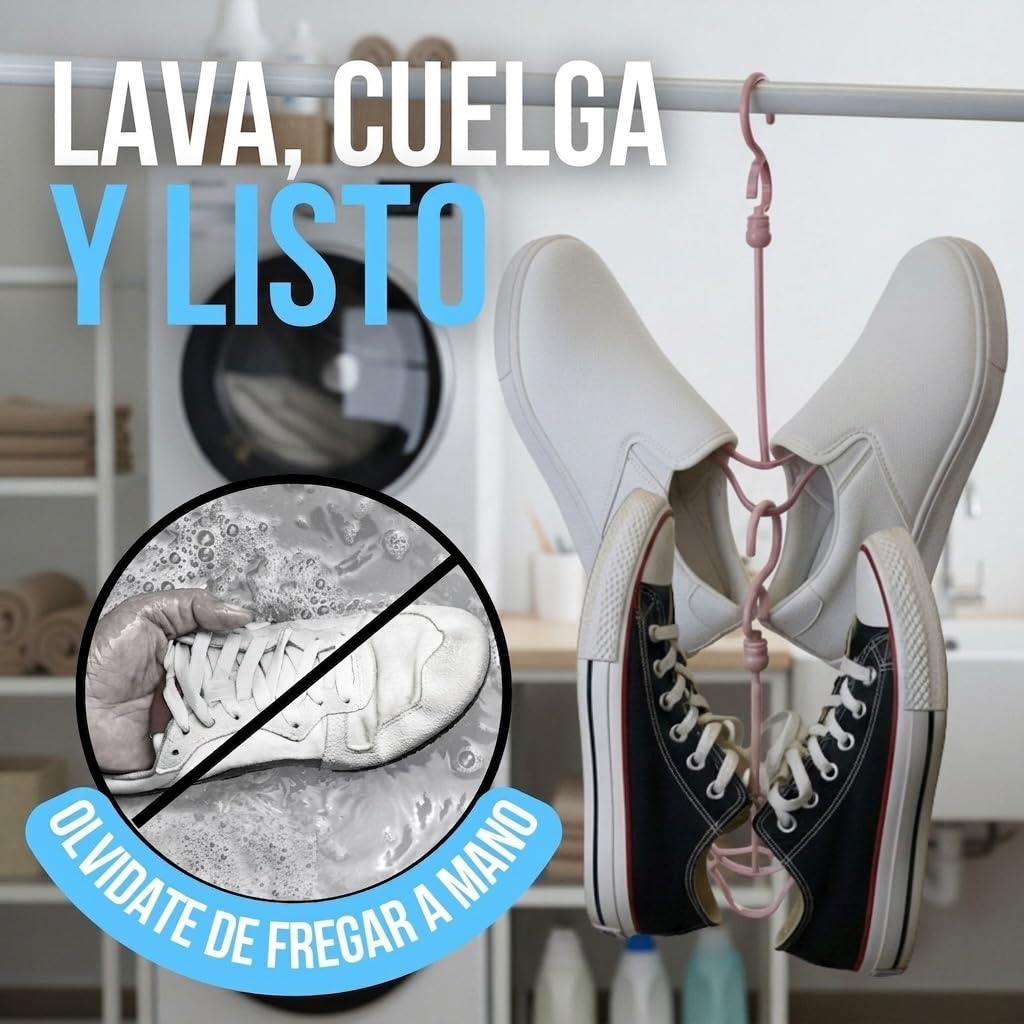 2Piezas Bolsa para Lavar Zapatillas En Lavadora + 2 Ganchos para Colgar Zapatilas | Bolsa Lavadora Zapatillas | Resistente para Proteger Calzado | Ideal para Lavado Seguro. (Grises)