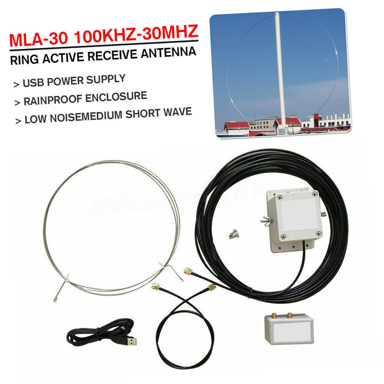 Antenne Mla-30 Active à Ondes Moyennes en Plastique Motif de 8, Installation Facile pour Réception sur Balcon ou Toit