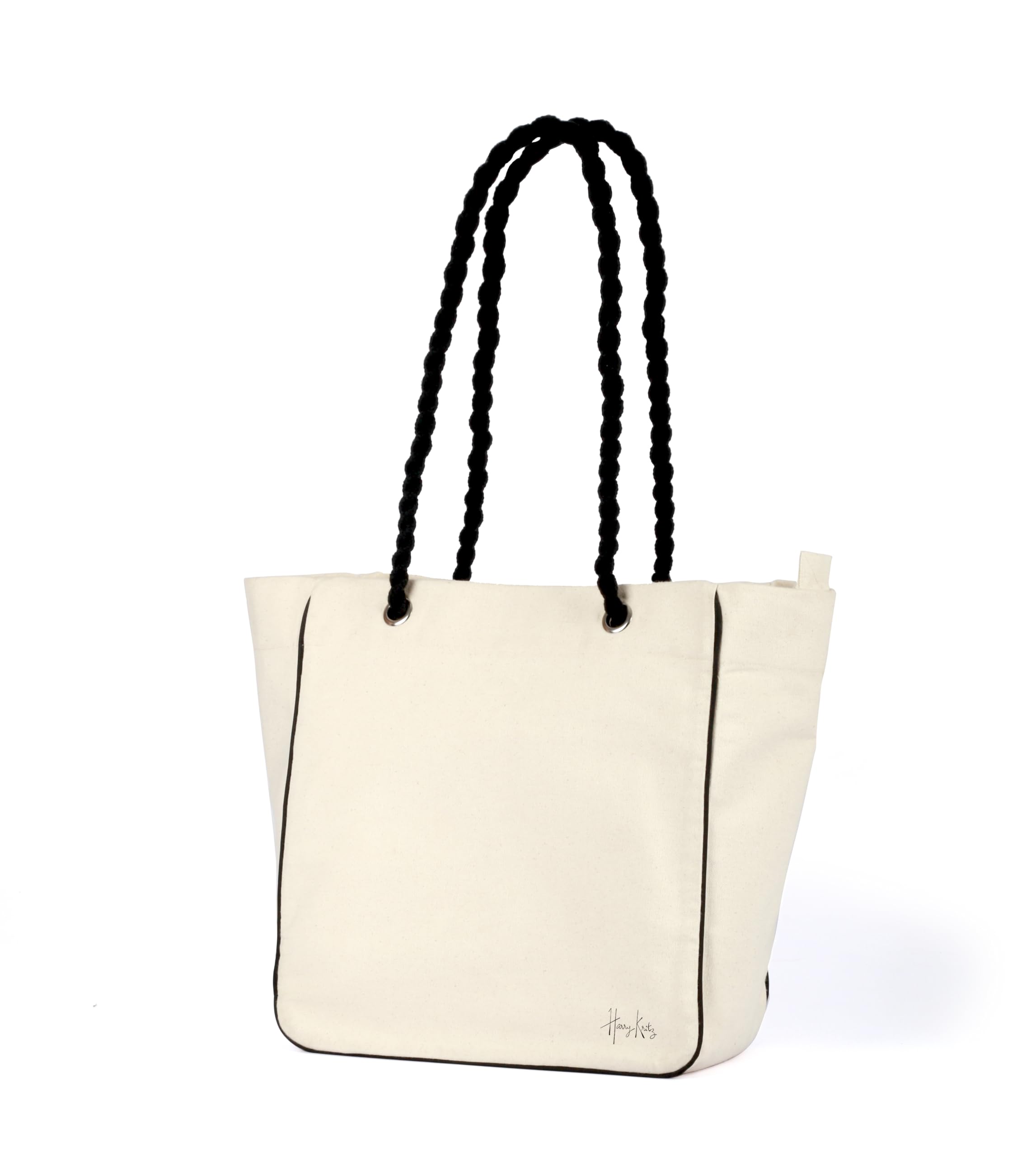 Harry Kritz Womens Black Line - Cotton Canvas Tote Large Bag With Zipper Closure For College And Everyday Use (B0CYWW5LV3) Amazon Price History, Amazon Price Tracker