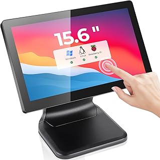 MUNBYN 15.6-inch POS-Touchscreen-Monitor, POS-Systems-for-Small-Business, LED Multi-Touch-Screen-Monitor, HDMI/VGA Capacitive Screen Display True Flat Seamless for Retail Restaurant Bar, No Driver