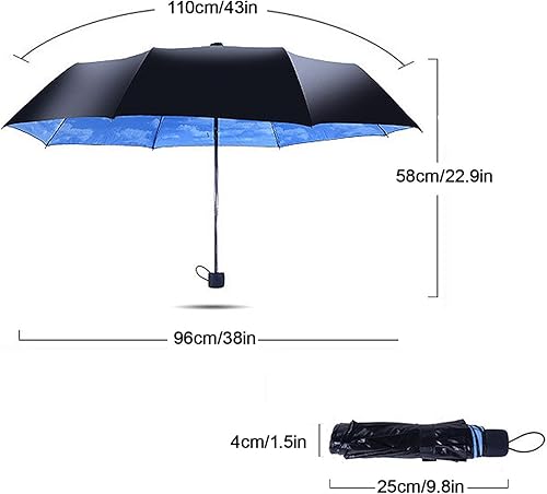 Miniatura 5 de ColorDrip Unisex de los adultos azul cielo las nubes blancas plegable paraguas de viaje