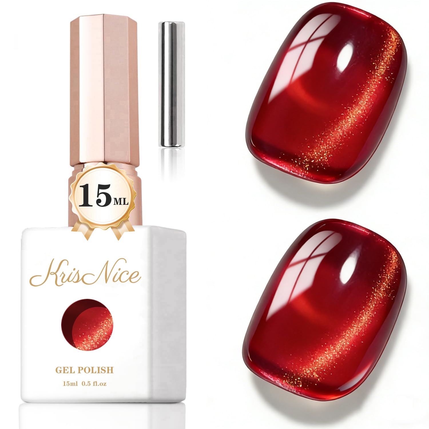 KRISNICE UV Nagellack Cat Eye 15 ML, Gellack mit Magnet, Cat Eye Uv Gel, Glitter Gelnagellack Soak Off Reflective Gel Magnetic Nail Polish für Frauen und Mädchen