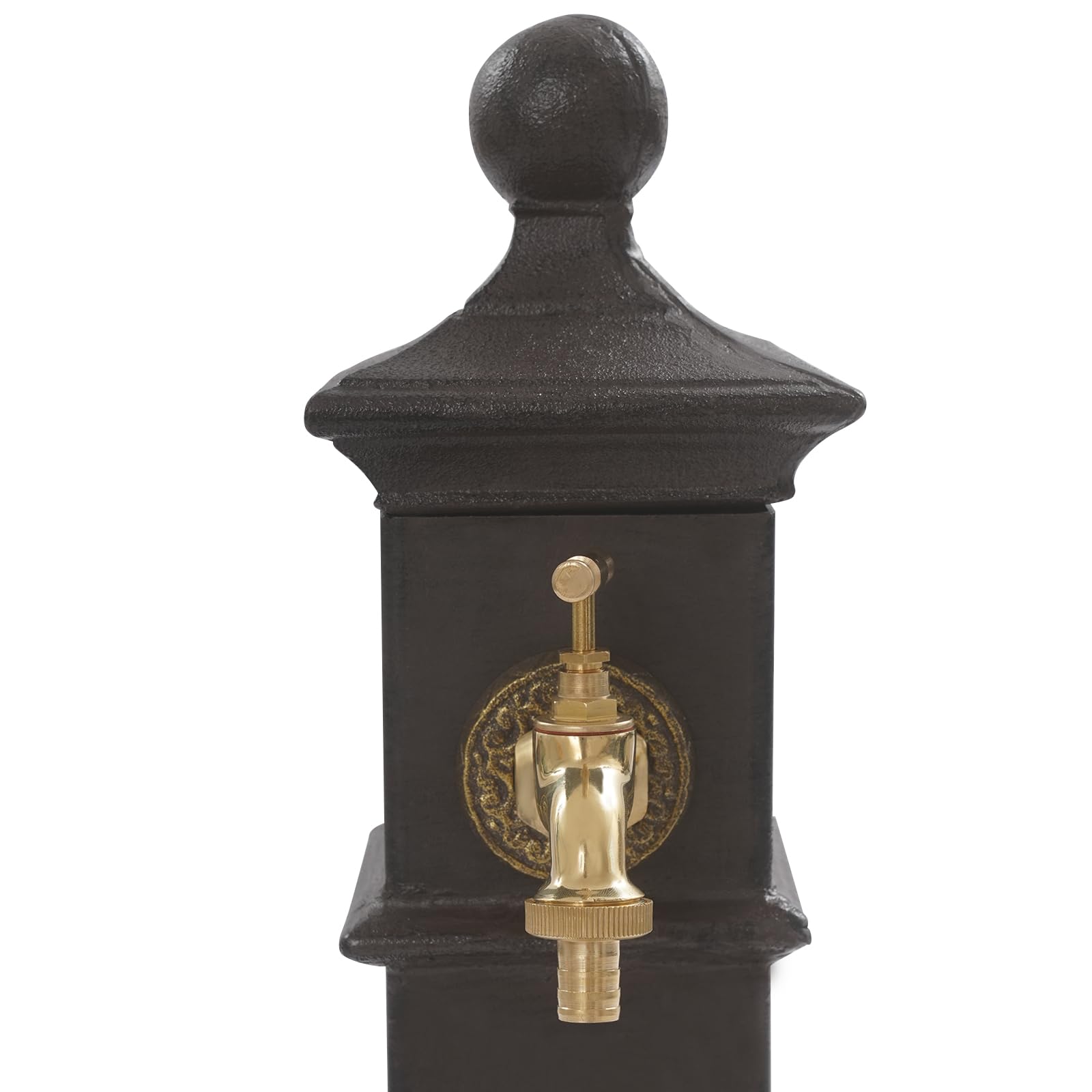 Colonna d'acqua marrone ruggine per esterni, con rubinetto, fondo autoportante, colonna d'acqua retrò, per giardino, fattoria, salice, cortile, 33 x 29,5 x 74 cm