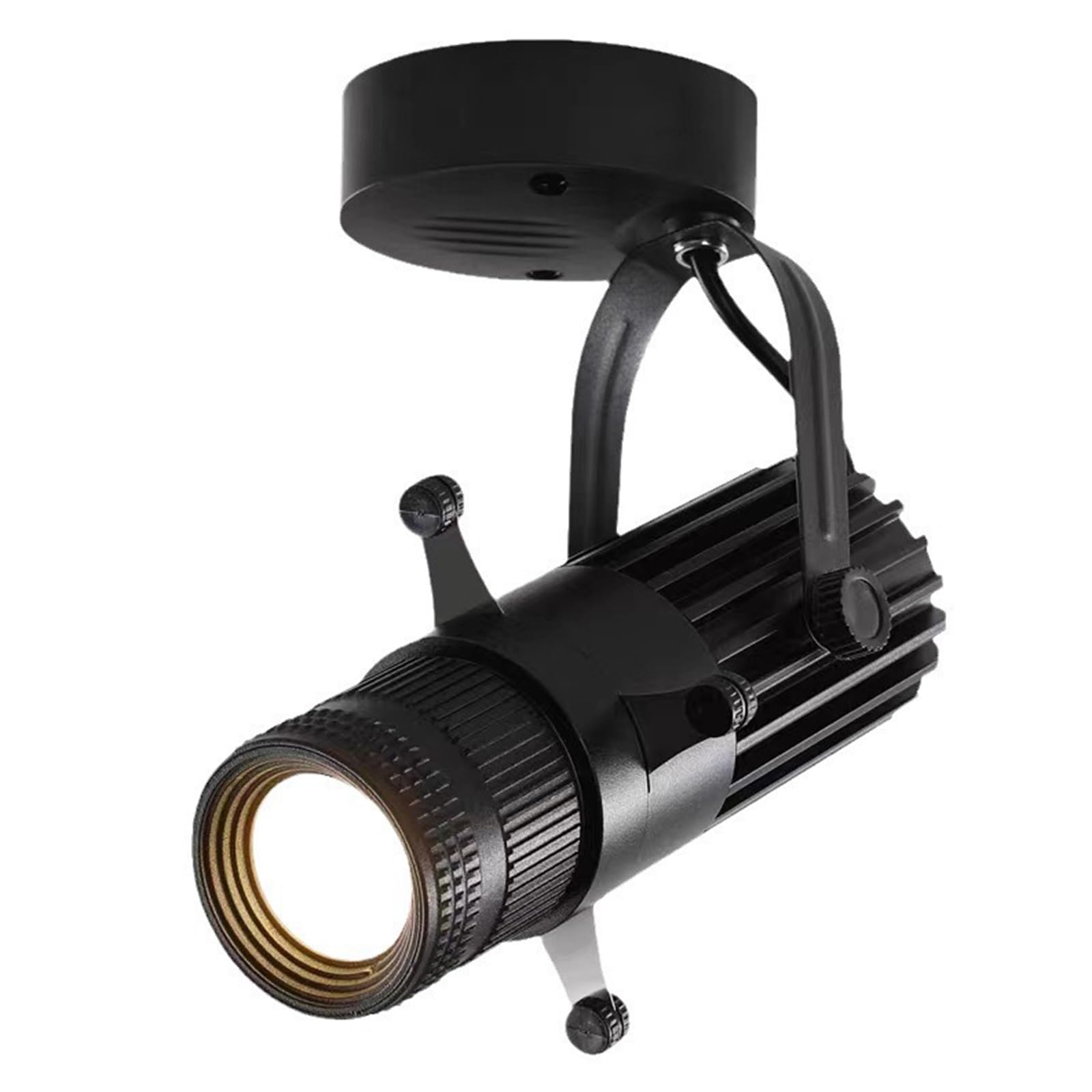 Faretto a Forma di Apertura Regolabile, Led COB Plafoniera o Parete Montaggio Superficie Lampada Accent per Concerto Museo Arte Galleria Mostra, Bar Ristorante Luci Direzionali Nero 12W 3000K
