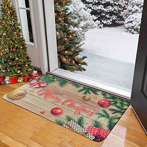 Christmas Door Mat Outdoor Welcome Doormat Merry Christmas Front Mat Non Slip Washable Decorative Winter Xmas Holiday Doormat Entrance Rug for Indoor Outdoor Home Decoration 17 x 30 Inch