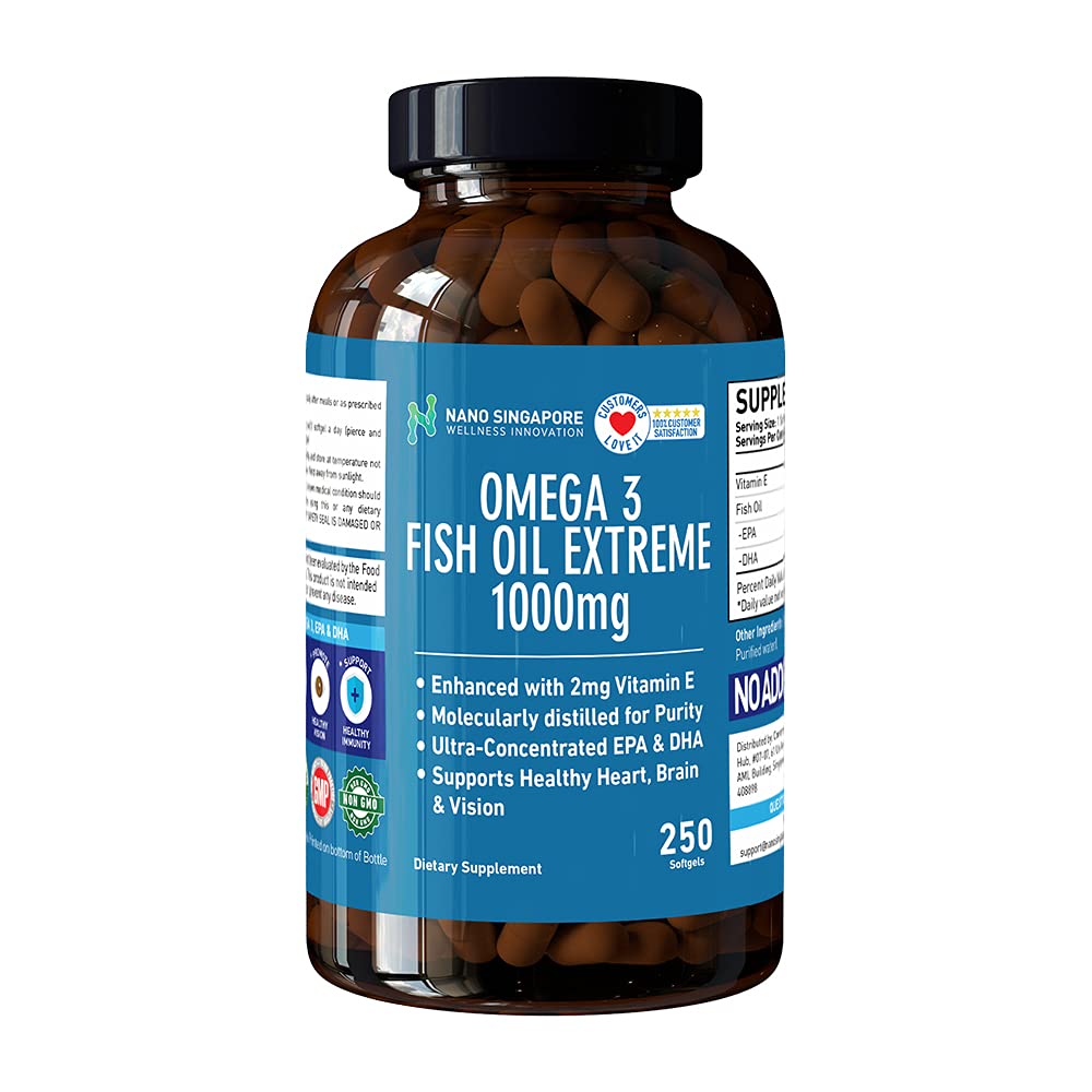 Omega 3 Fish Oil Extreme (1000mg per Capsules) Highest EPA + DHA | Heart,  Brain \u0026 Vision Support | 250 softgels : Amazon.sg: Health, Household \u0026  Personal Care