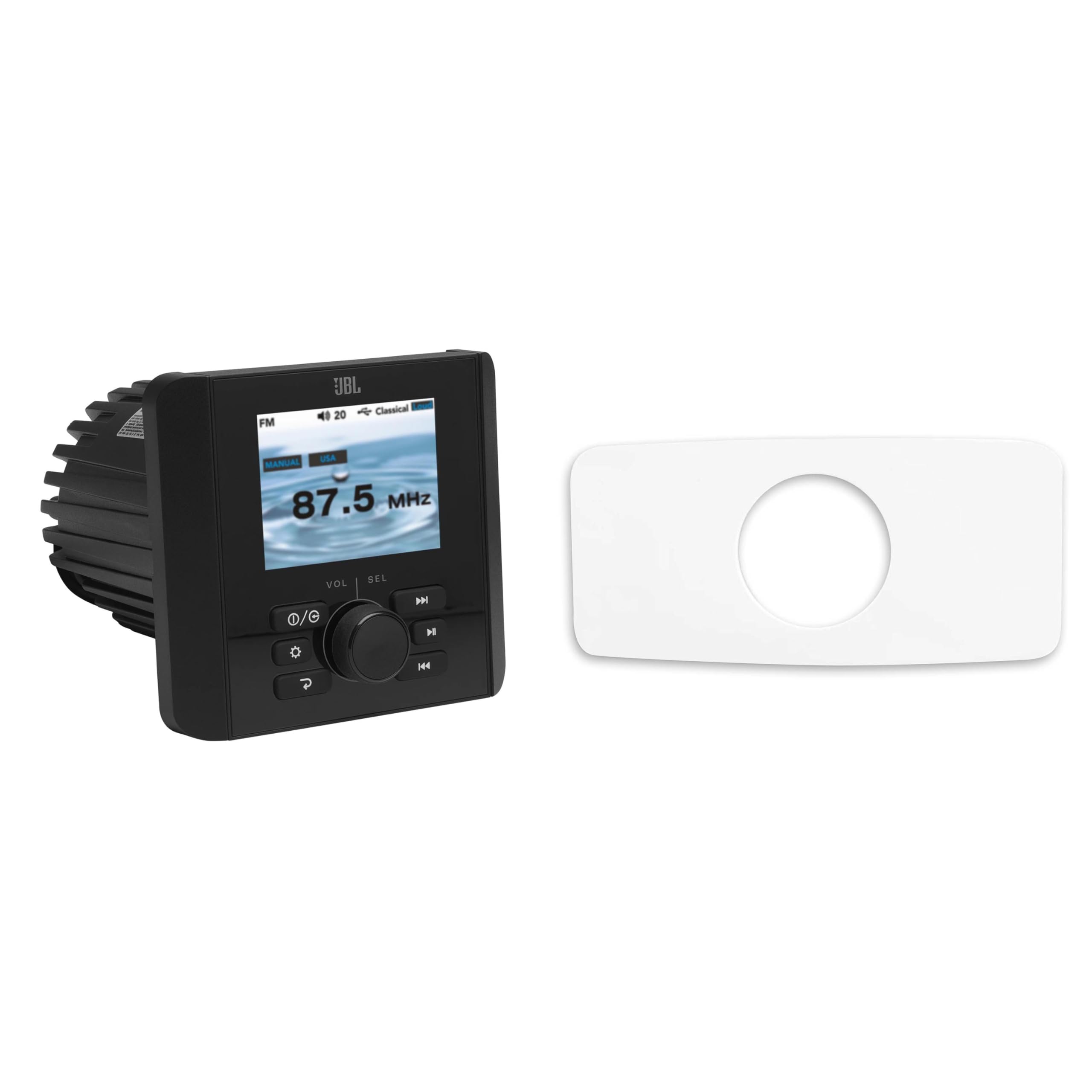 JBL JAM5000N Gauge-Mount Marine Receiver with AM/FM, High Power Output, Bluetooth, 3-Zone, NMEA2000 with SEADASH3W Universal Marine 3