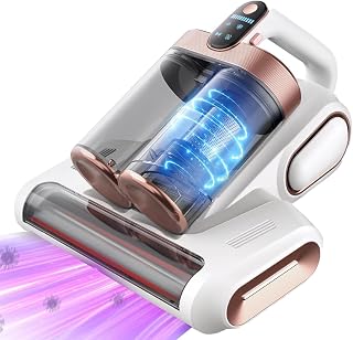 Yaasier Aspiradora Antiácaros, Aspirador de Colchones con Luz UV, Sensor de ácaros, Aspiradora de Acáros Elimina 99,9% de Bacterias Alérgenos y Ácaros Polvo Aspirador para Colchones y Sofás