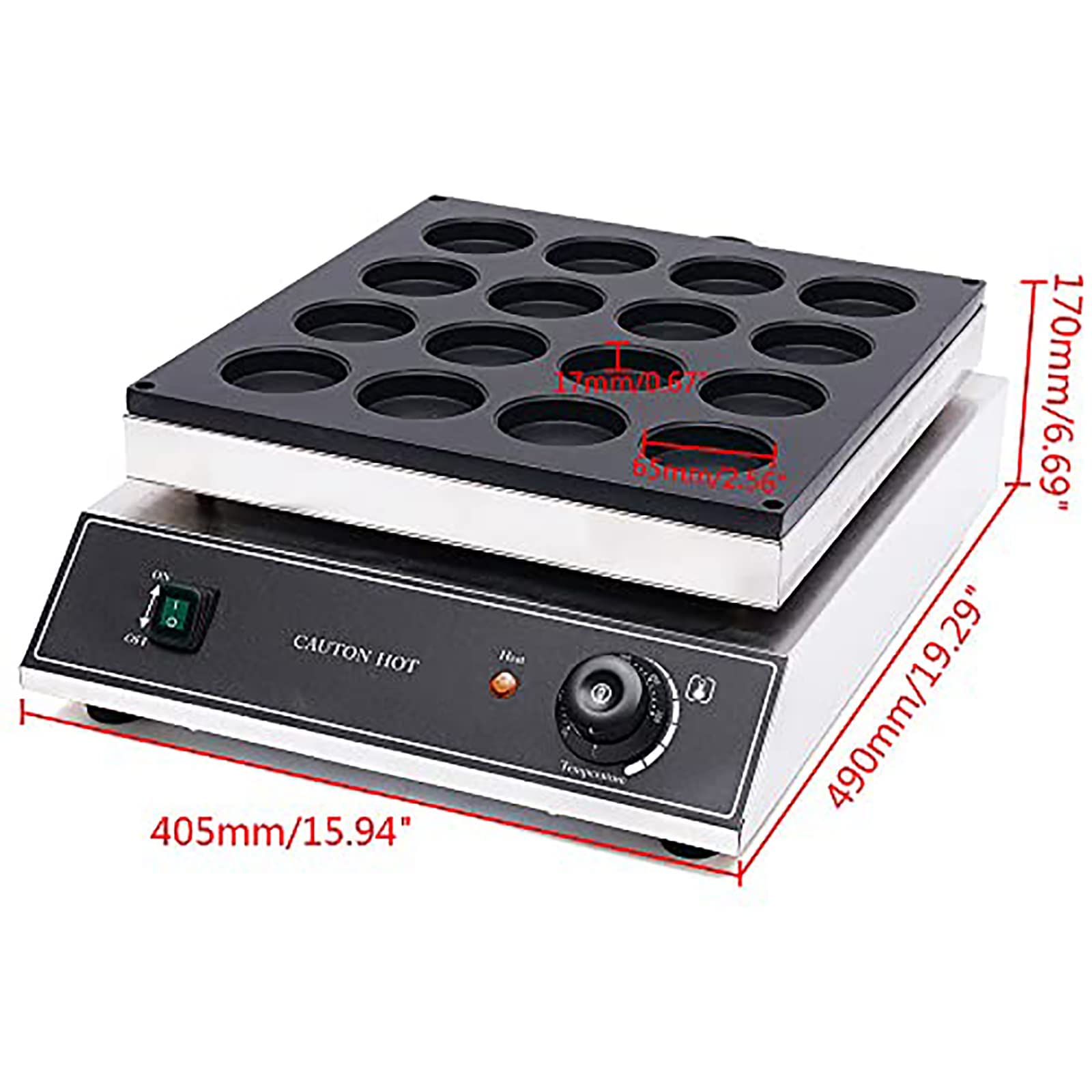 Máquina para hacer gofres eléctrica comercial, antiadherente, para hacer pasteles de frijoles rojos, con control de temperatura y tiempo, de acero inoxidable, para restaurantes, cafeterías y tiendas