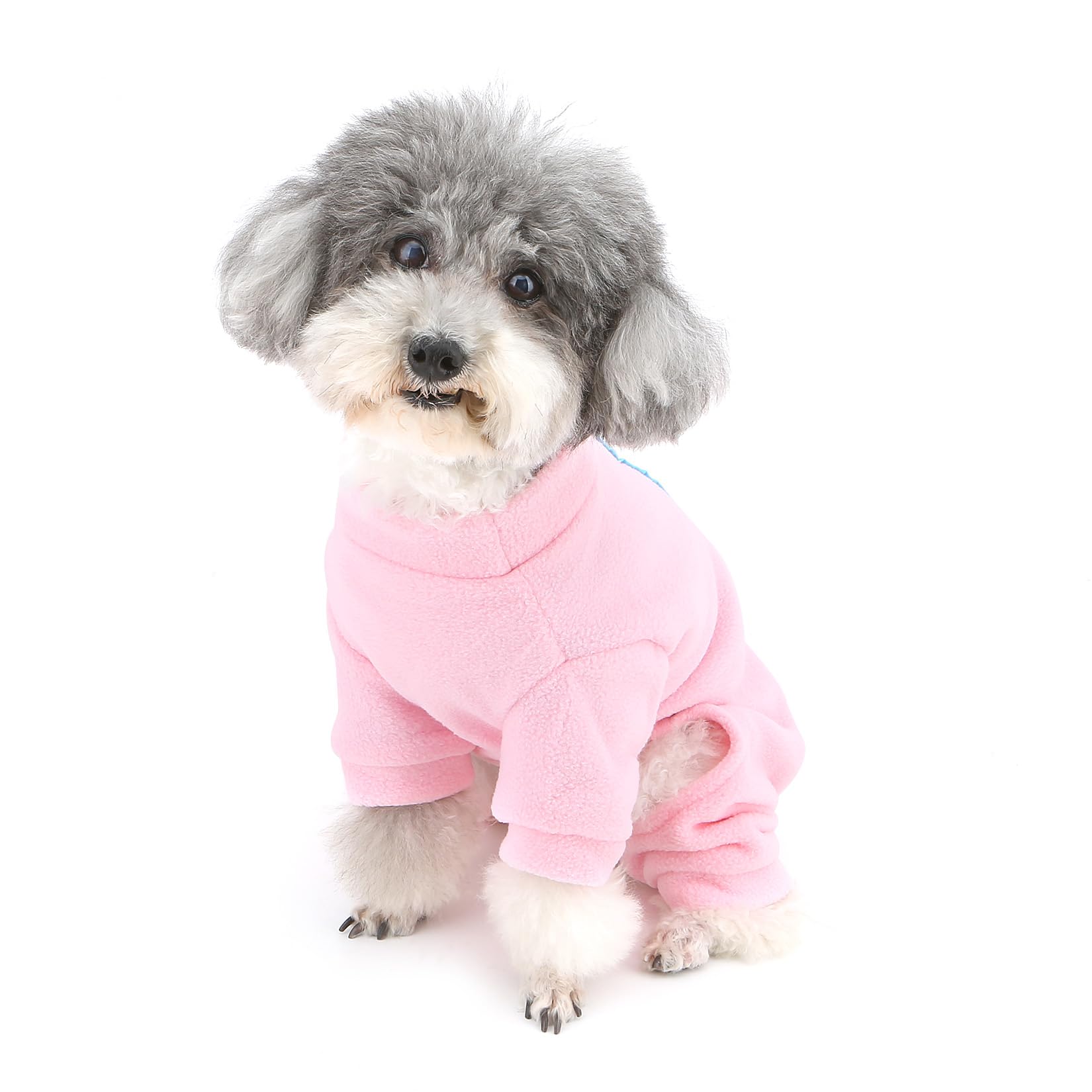 Pijamas de forro polar para perros pequeños, mono de cachorro con anillo en D y letra impresa, suave jersey de cuatro patas, ropa acogedora de invierno y otoño, ropa de dormir para mascotas, ropa para