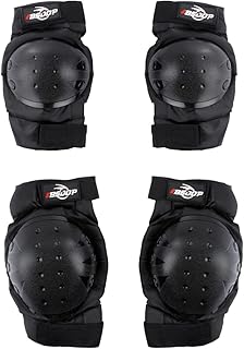 LIOOBO Joelheiras Esportivas Para Motocicleta 4 Peças Joelheiras Para Skate Cotoveleiras Pretas Homens Rolo Snowboard Joelheiras Para Snowboard Ciclismo Cotoveleiras Aldult