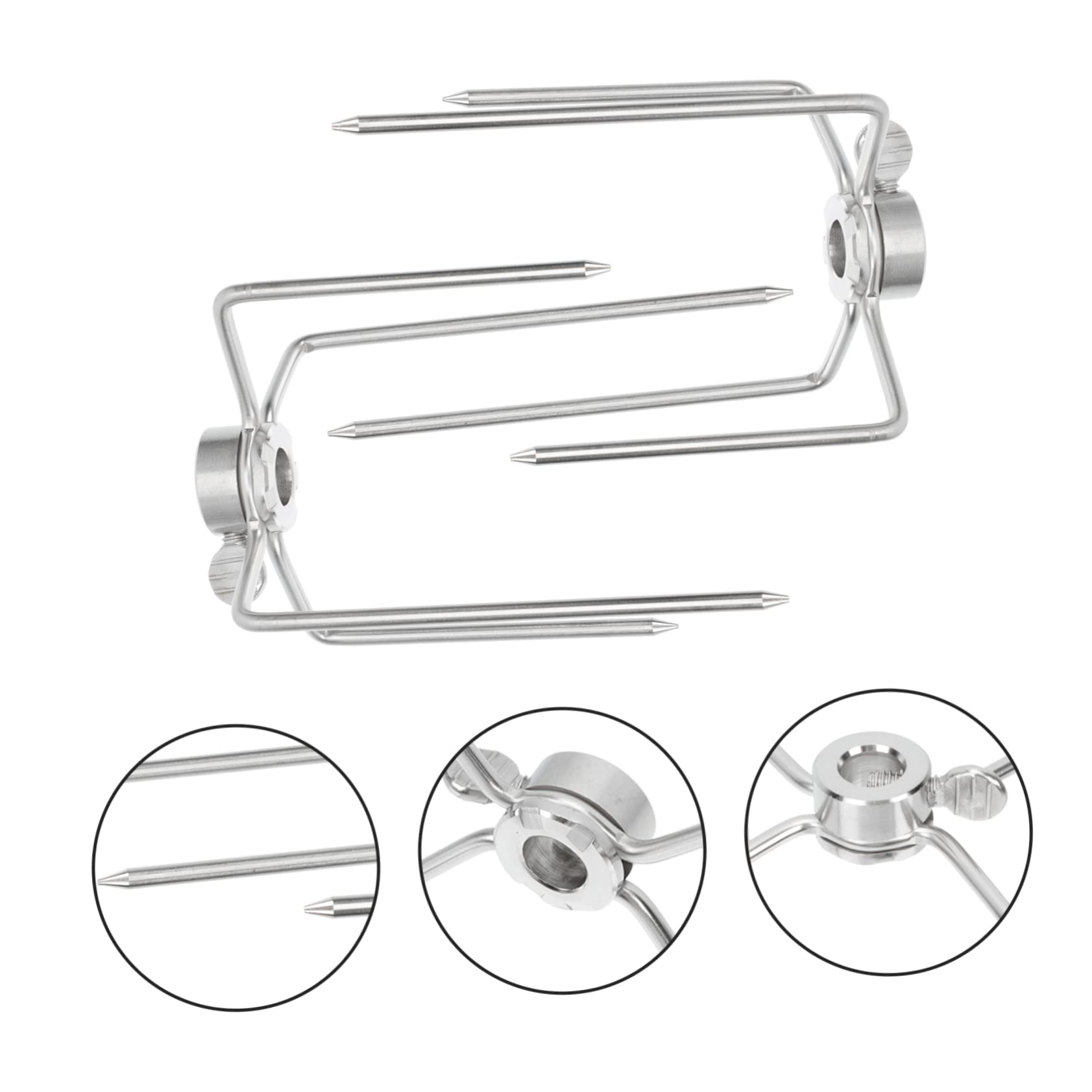 Yardwe 2Pcs Stainless Steel Bbq Fork Roasting Tools for Chicken Meat Fish Durable Kitchen Accessories for Grilling Oven Use Easy to Install Practical Design