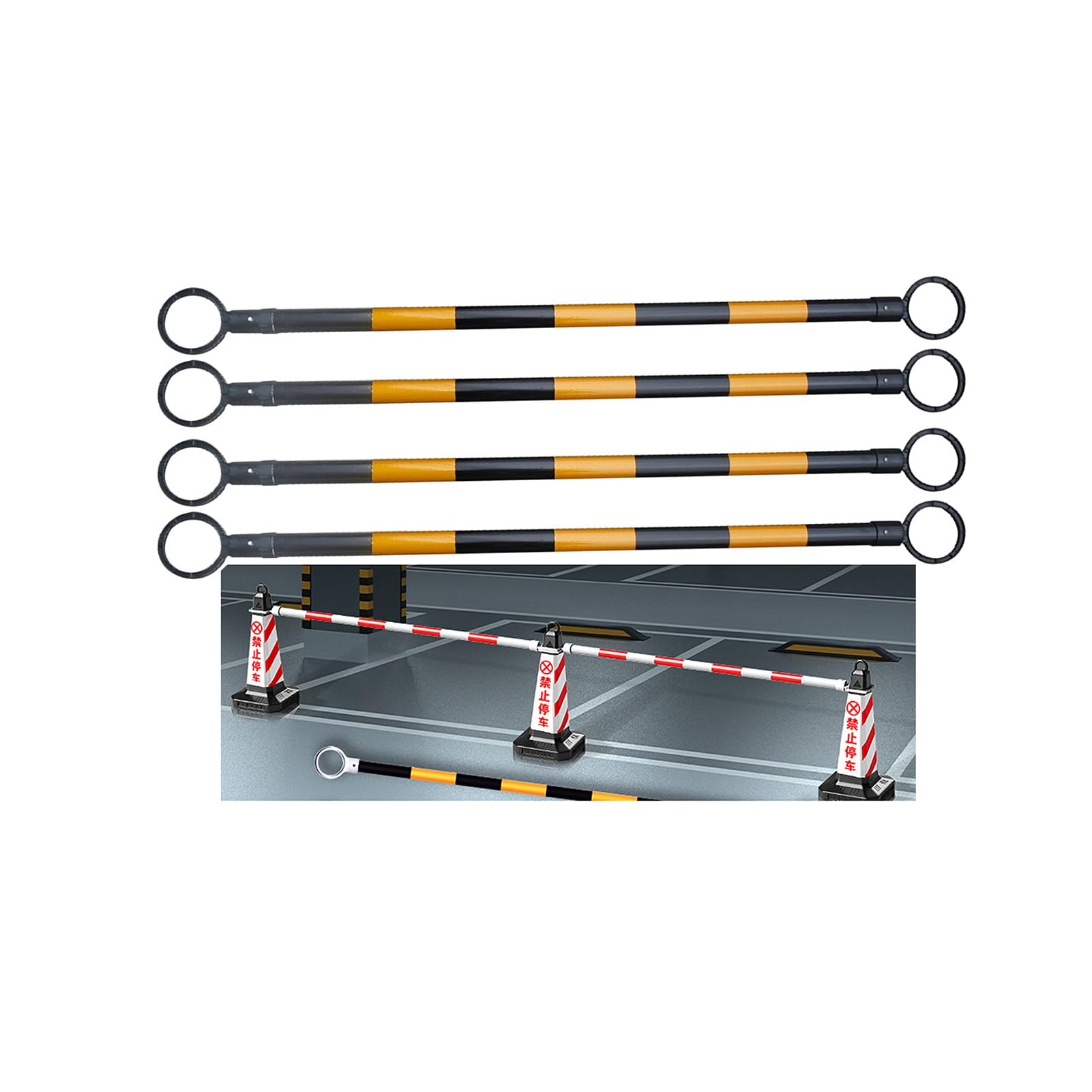 Cônes de signalisation rétractables de 1,25 m et 2 m, cônes de sécurité Jaunes réfléchissants Haute visibilité, adaptés aux Chantiers Routiers et aux Zones Scolaires, 10 cônes par Paquet.