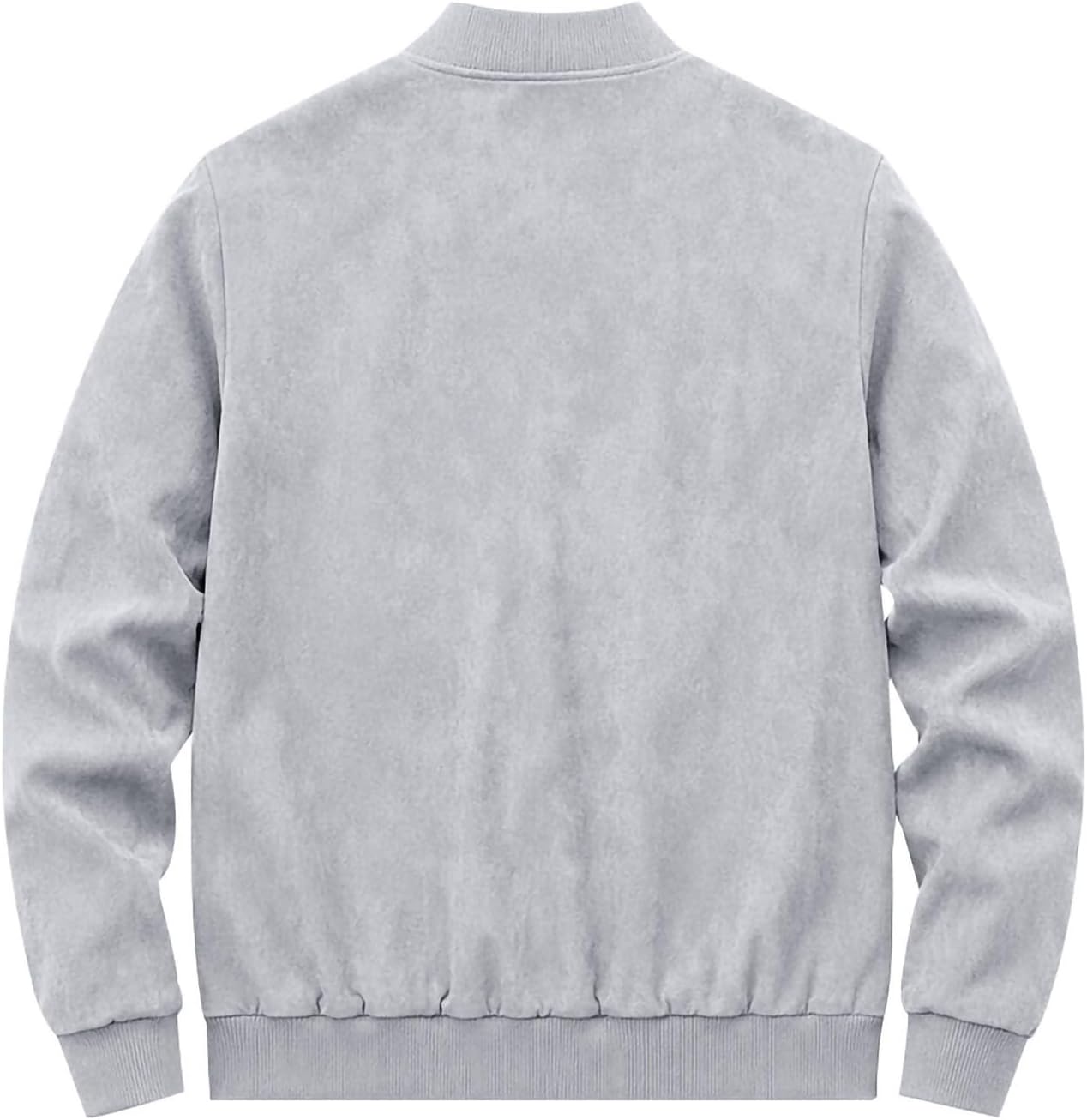Mens Suede Bomber Jacket Zip Up Solid Color Casual Long Sleeve Coat