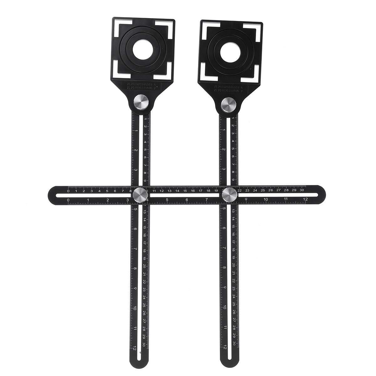 Tuoservo Black Multi Angle Adjustable Position Ruler Measuring Template Tool Drill Hole Locator