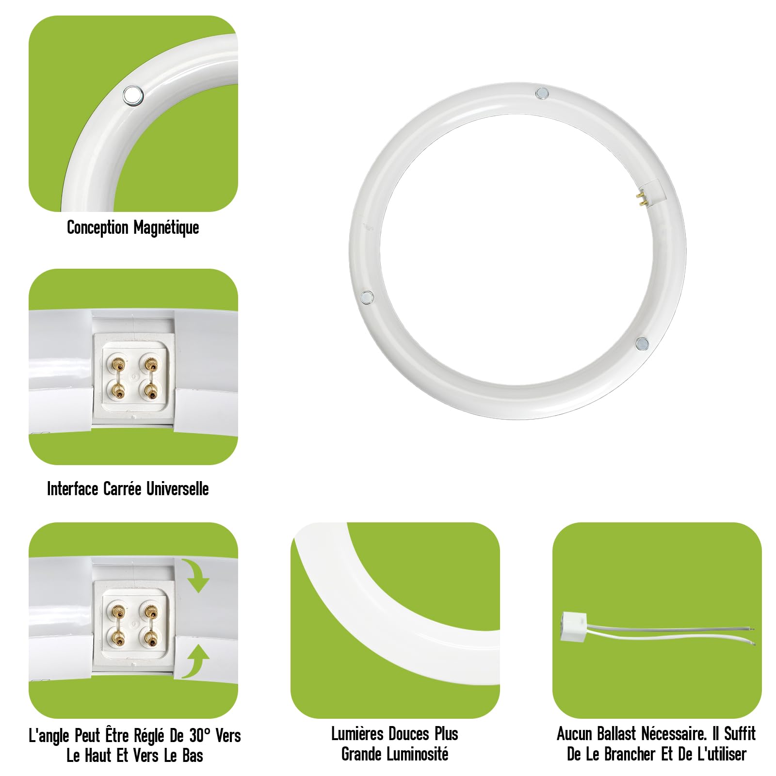 Tube LED T9 Ø30cm Tube LED Annulaire 18W Blanc Chaud 4000K 1800lm Douille G10q Tube Lumineux Clair Alternative Au Plafonnier PC pour Lampes Fluorescentes T9 Classiques